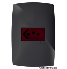 Conjunto Tomada Horizontal Vermelha 20A 4X2- (HOME PRETO GRAFITE)